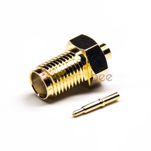 SMA Conector RP Feminino Straight Male Pin Solder Tipo Gold Plating