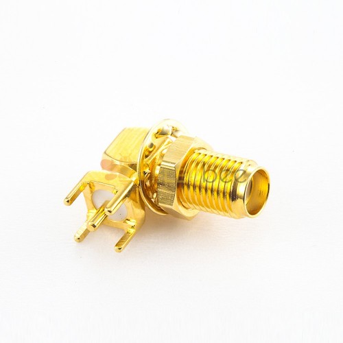 SMA Female Connector PCB Mount Angled DIP Type Front Bulkhead