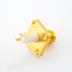 SMA Feminino Jack Conector 180 Graus PCB Placa de Solda 4 Furos Flange