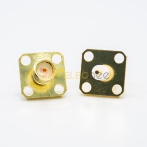 Conector SMA Jack 180 Grau 4 Furos Flange PCB Placa de solda de montagem