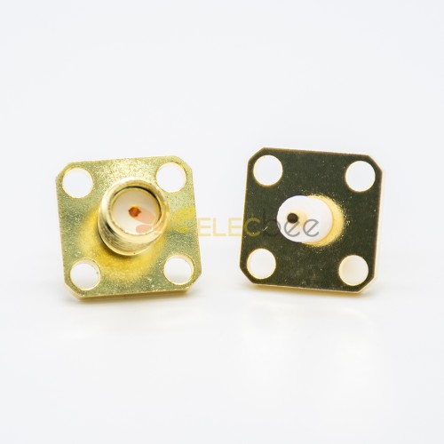 Conector SMA Jack 180 Grau 4 Furos Flange PCB Placa de solda de montagem