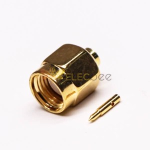 SMA recto macho pasador de oro tipo de soldadura para cable coaxial