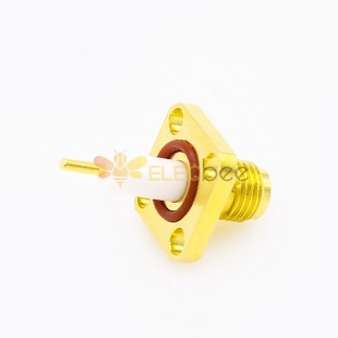 Conector SMA à prova d'água Feminino 180 Graus 4 Furos Flange PCB Placa de Solda de Montagem