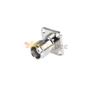 TNC Conector 4 Hole Flange Feminino Reta 50Ω Painel Mount Bulkhead Montagem Solder Terminação