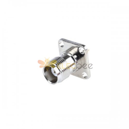 TNC Connector 4 Hole Flange Female Straight 50Ω Panel Mount Bulkhead Fitting Solder Termination