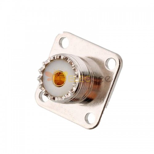 Flange de conector fêmea UHF com montagem de quatro orifícios crimpagem para cabo RG316