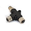  M12 T adaptador de 5 pines macho a hembra impermeable un código conector en ángulo derecho