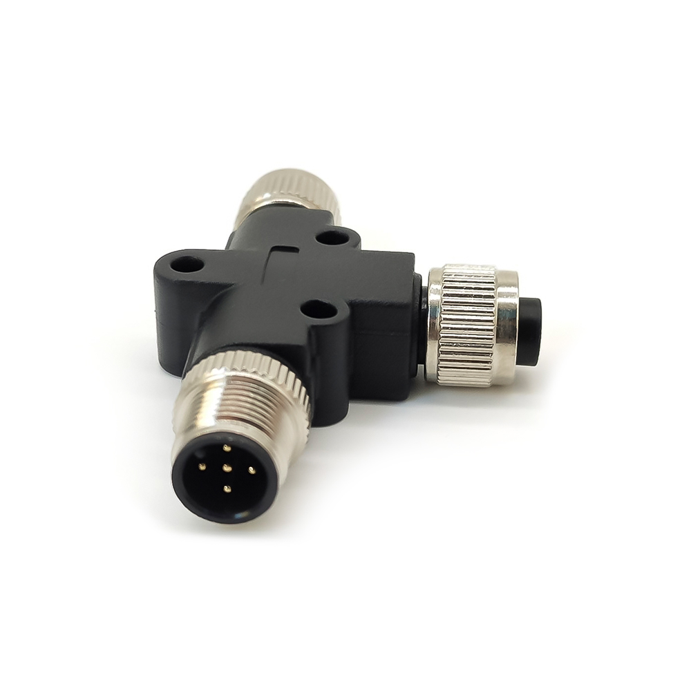 M12 T Connector 5 Pin Maschio a Femmina Un Codice Unshiled Adattatore impermeabile