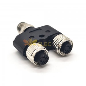 M12 Y Connector 4 Pin Male to Female A Code Unshiled Adaptateur imperméable à l'eau
