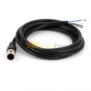 10pcs M12 Male Straight 4 Pin Aviation Connector Electrical Cable 2M AWG22 A Code