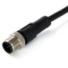 10 Stück M12 Sensorkabel 4 Kontakte A Code Stecker gerade umspritztes PVC schwarzes Kabel 1M AWG22