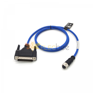 Cable D-Sub de 25 pines macho recto a M12 hembra 17 pines A-Coding Cable Azul Cordset 1M AWG26 Unshiled