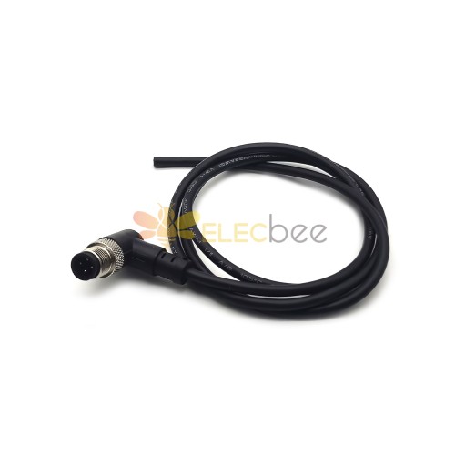 4 Pin M12 Cavo Maschio Ad Angolo Retto Connettore A Codice Cavo Stampato 1M AWG22 Ip68 PVC Cavo Nero 10 PZ