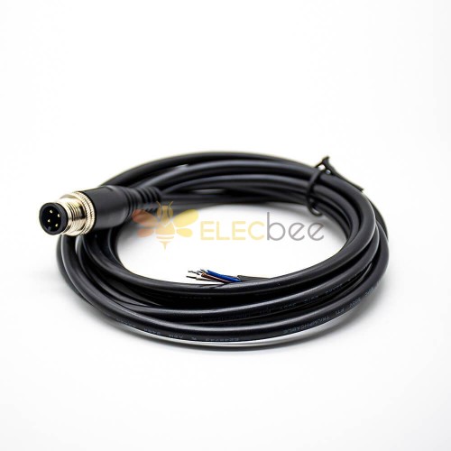 Câble d\'extension 4Pin M12 mâle A Code connecteur droit câble moulé 3M AWG22