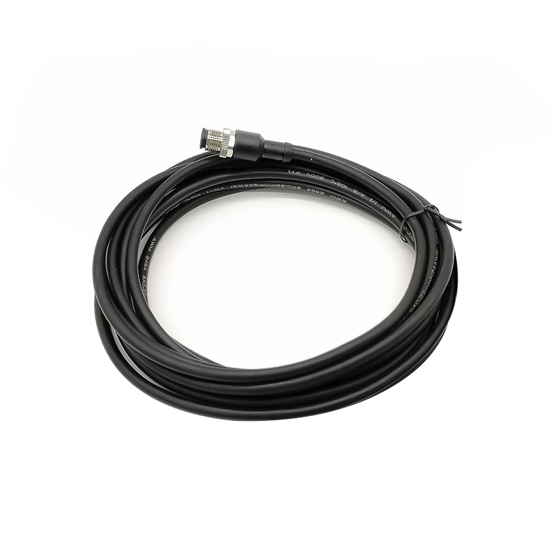 8Pin M12 延长线 公头 A 代码直连接器 模压电缆 5M AWG24