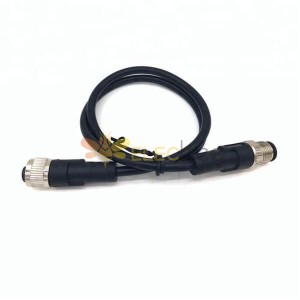 Extension M12 Cordsets 4Pin A-Codage mâle à femelle connecteur droit moulé 0,5M AWG22 PVC Câble noir