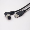 M12 17 Pin Cable Um código feminino angular para USB tipo um cabo reto masculino monta Unshiled 1M AWG26