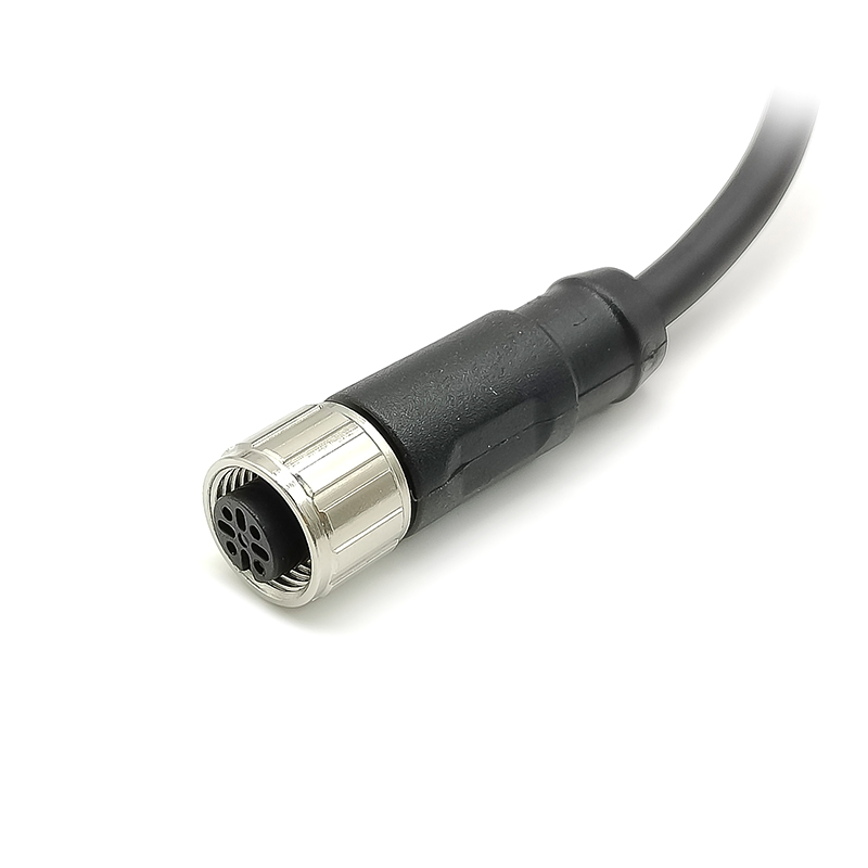 M12 4 Core A-Coding Female Straight Connector Molded 1.5M AWG22 PVC Black Cable Single Ended