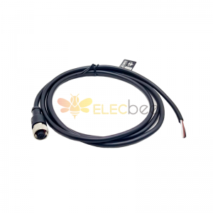 M12 câble femelle à 4 pôles câble noir 3M AWG22 veste en PVC à une extrémité droite un code