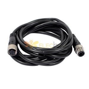 M12 5 دبوس كابل رمز 180 درجه الذكور إلى الإناث كابل Crodset Unshiled1M AWG22