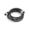 M12 8-poliges Extensin-Kabel, A-Kodierung, Stecker auf Buchse, gerader Stecker, 1 m AWG24, schwarzes PVC-Kabel