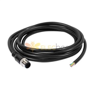 M12 8Pin cabo masculino a codificação straight conector moldado 2M AWG24 PVC Black Cable UnShield