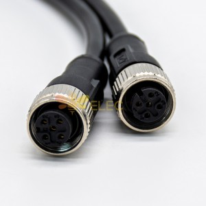 M12 Connector Cable 5 Pin Male to Dual Female A Code Double câble terminé Unshiled 50CM AWG22
