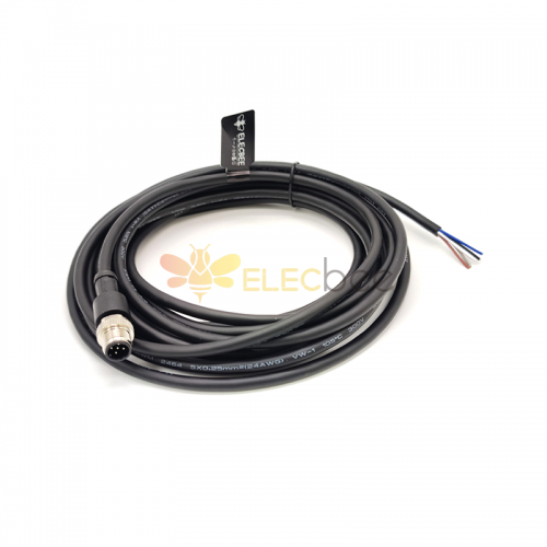 Câble d\'extension M12 5 broches mâle A Code connecteur droit câble moulé 5 M AWG22