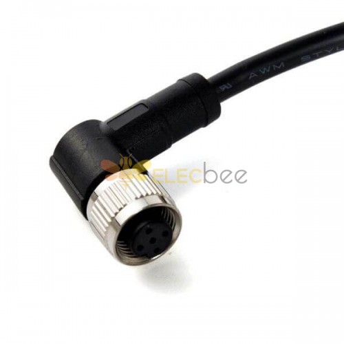 M12 Hembra Cordset 5Pin A-Code Enchufe en ángulo recto Cable moldeado 1M AWG22