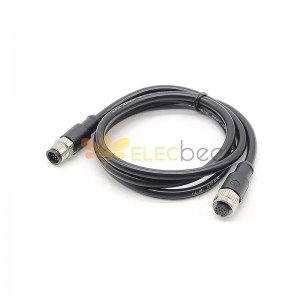 M12 Sensor Cable Plug 12Pin Male To Female A Code 180 Degree Industrial Waterproof Connector 1M AWG26