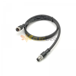 M12 Sensor Cable Plug 12Pin Male To Female A Code 180 Degree Industrial Waterproof Connector 1M AWG26