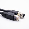 M12-auf-RJ45-Ethernet-Kabel, 1 m AWG22-Länge, mit M12-Stecker, D-codiertem 4-poligem Stecker auf RJ45-Stecker
