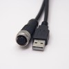M12 から USB ケーブル 180 度 M12 A コード 17 ピン メス USB A オス アセンブリ アンシレッド 1M AWG26