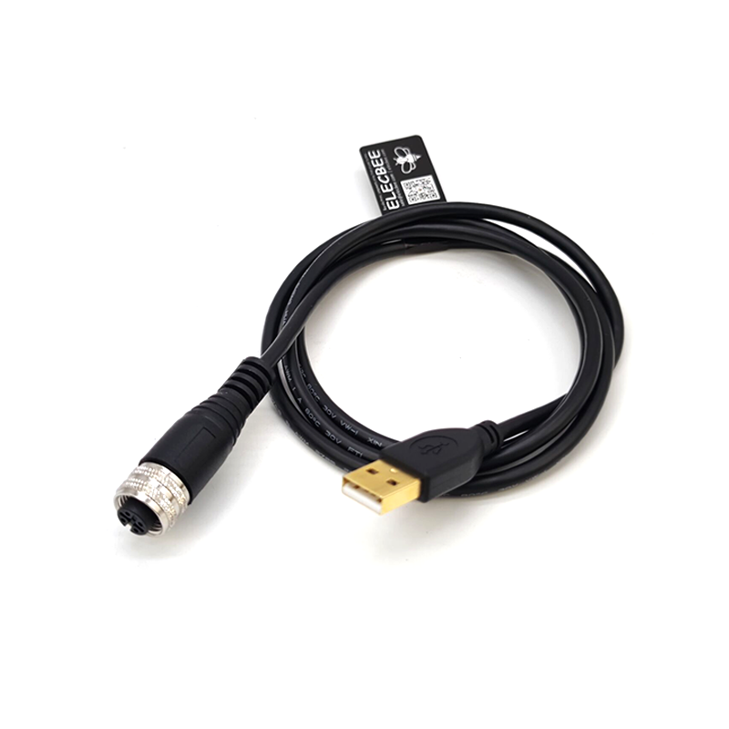 M12 к USB Кабель 180 Степень M12 Код 4 Pin женщины usb Мужская ассамблея Unshiled 1M AWG26