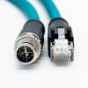 M12 X Coded To RJ45 Cable Assembly 180 Degree M12 8 Pin Male To RJ45 8P8C Male With Blue Plastic Cable 1M AWG24 1m