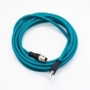 M12 X Coded To RJ45 Cable Assembly 180 Degree M12 8 Pin Male To RJ45 8P8C Male With Blue Plastic Cable 1M AWG24 1m