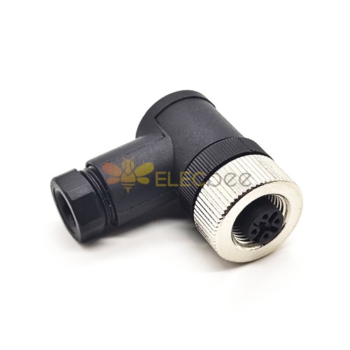 4 pino M12 Conector Feminino Fenda-joint Conector 90 Grau Não-Shield