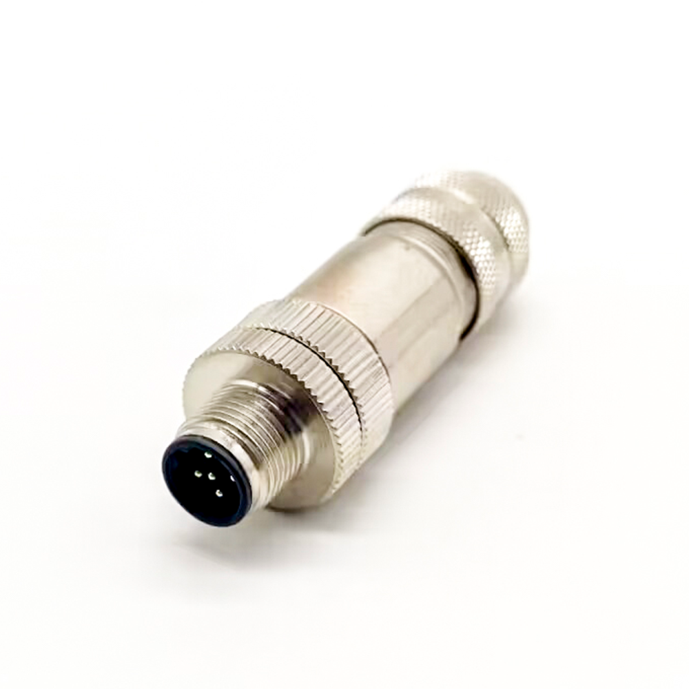 B Codificado M12 Conector 5 Pin Male B Código Shiled Plug Metal Shell Screw-Jont para cabo impermeável