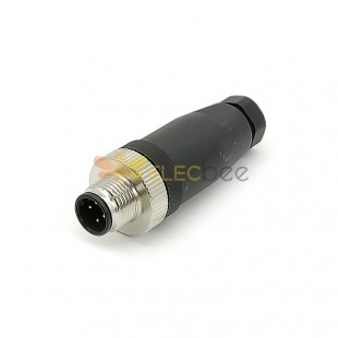 M12 Field Wireable Connector D Code Straight 4pin Male Non-shield connector