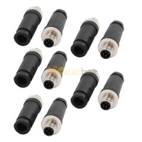 10 pcs M12 Field Wireable Connector A Code Straight 4pin Male Non-shield connector