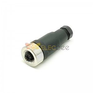 M12 Field Wireable Connector A Code Straight 4pin Female Non-shield connector