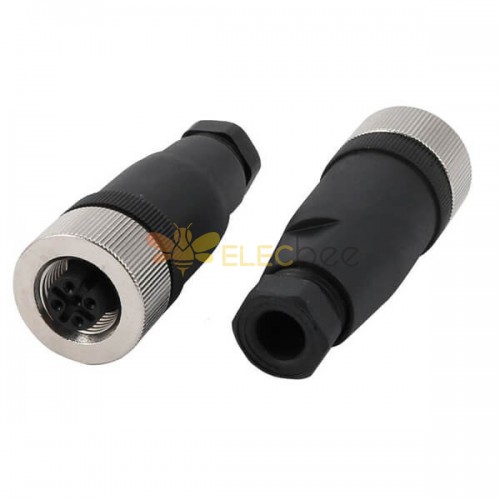 2 pcs M12 Field Wireable Connector A Code Straight 4pin Female Non-shield connector