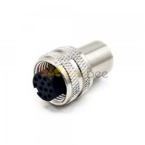 M12 Molded Cable Connector A Code Straight 12pin Female Shield connector