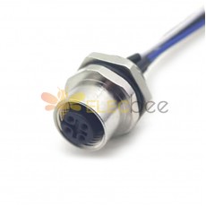 5 Pin M12 Connector A Coded Straight Back Mount Cable 0.2M