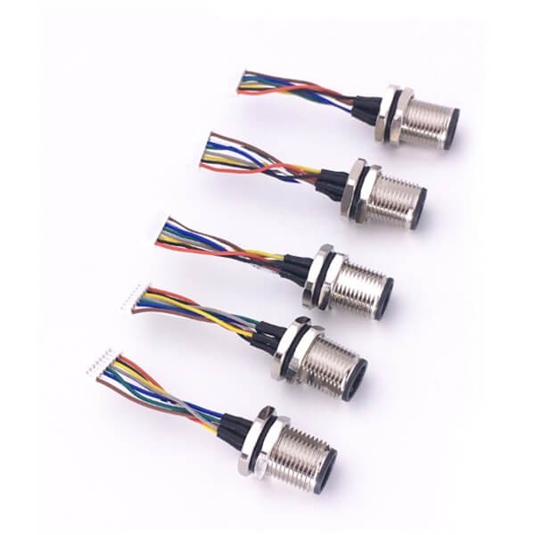 10pcs M12 8Pin Male Panel Mount Connector A Code With Terminal Wires 30CM for the Signal and DC Power Transmition 10pcs M12 8Pin