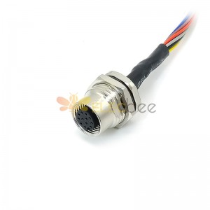 M12 Panel Receptacles A Code Straight 12 pin  Female Non-shield connector with 0.5M cable length