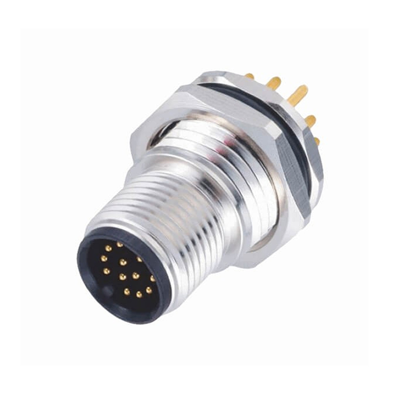 M12 12-Pin Mâle Flush Type A-Code CONTACTS Front Mount Socket