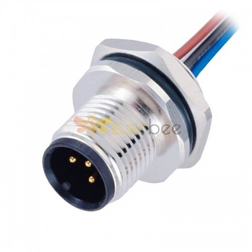 M12 Panel Receptacles A Code Straight 3 pin  Male Non-shield connector with 0.5M cable length