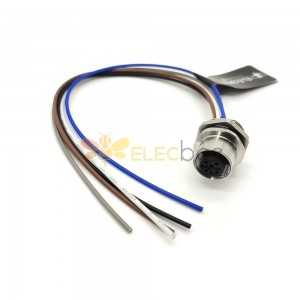 M12 Panel Receptacles A Code Straight 5pin Female Non-shield connector with 0.2M cable length