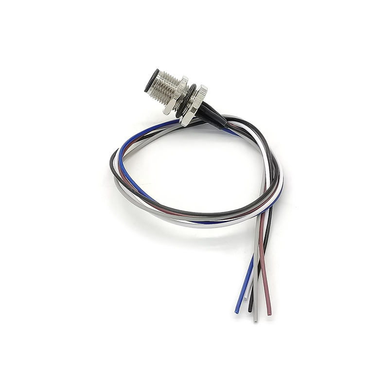 M12 Panel Receptacles A Code Straight 5 pin  Male Non-shield connector with 0.3M cable length